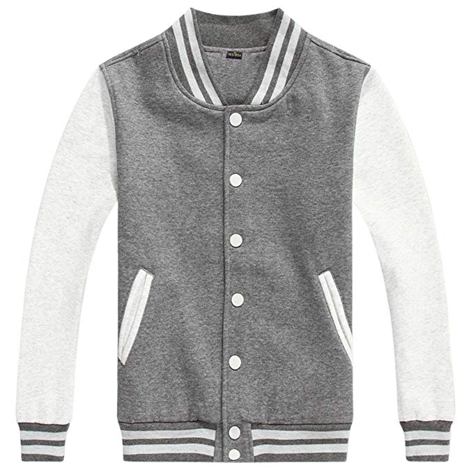 Chouyatou Women/Men's Basic Color-Block Cotton Varsity Letterman Jacket