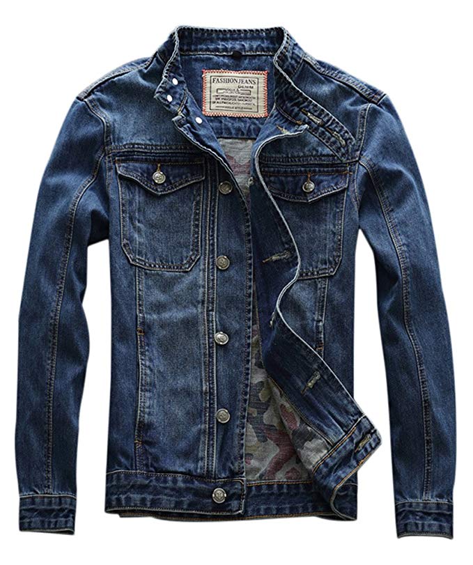 Idopy Men`s Motorcycle Slim Fit Distressed Biker Jean Denim Jacket