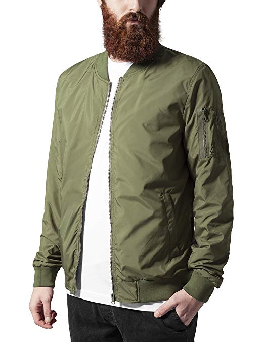 Urban Classics Light Bomber Jacket for Men TB1258, single-color Jacket for spring and summer-time