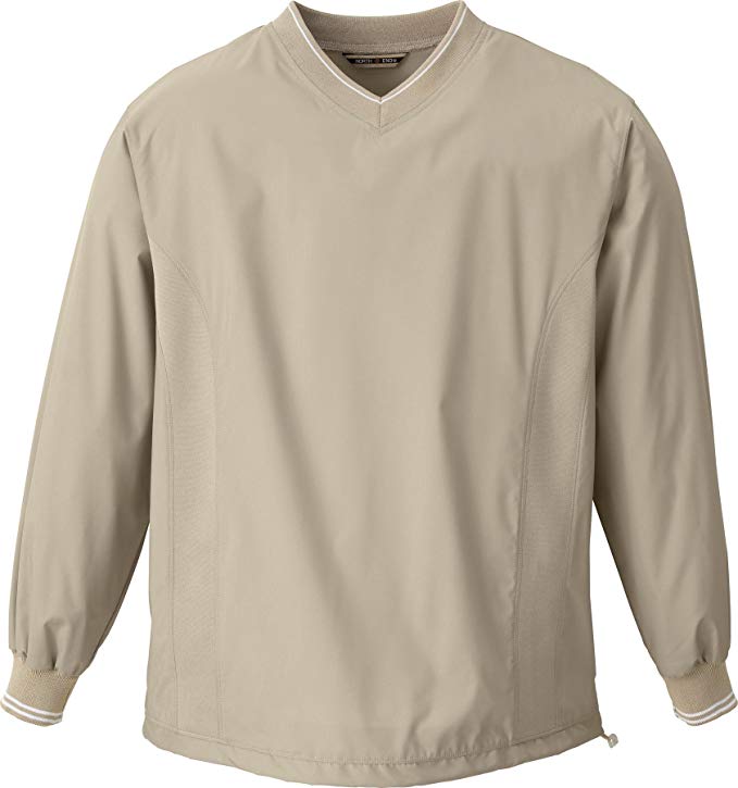 North End Mens V-Neck Dobby Windshirt. 88132-Putty