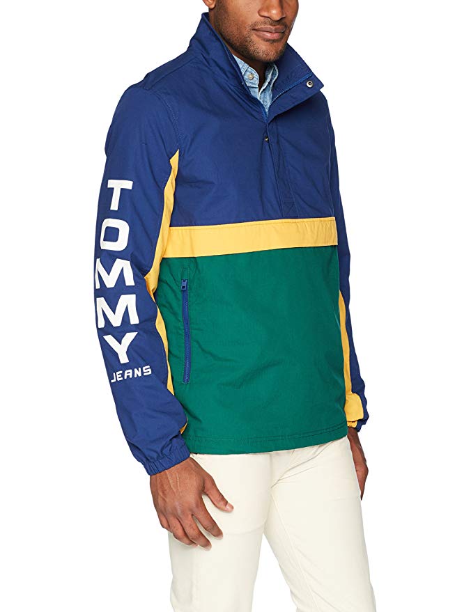 Tommy Hilfiger Men's Jacket Quarter Zip Retro Windbreaker Pullover