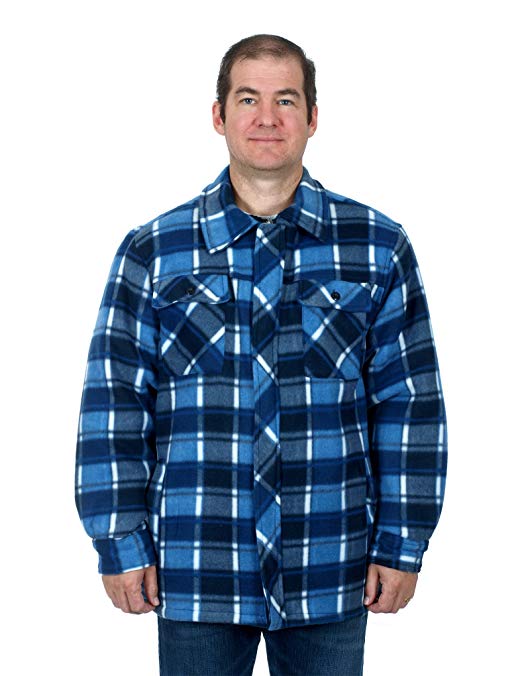 KARIZMA Long-Sleeve Plaid Fleece Jacket Warm Flannel Jacket for Men