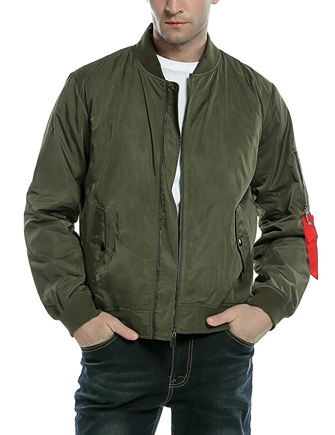 COOFANDY Men's MA-1 Slim Fit Flight Windbreaker Bomber Jacket