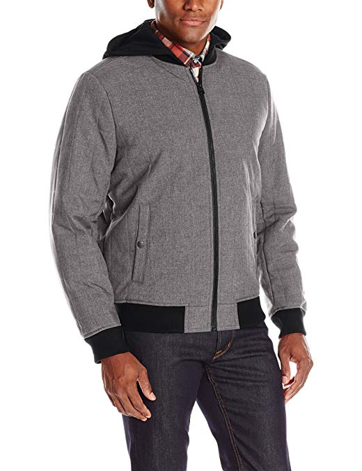 Levi's Men's Heather Soft Shell Box Quilted Varsity Hooded Bomber