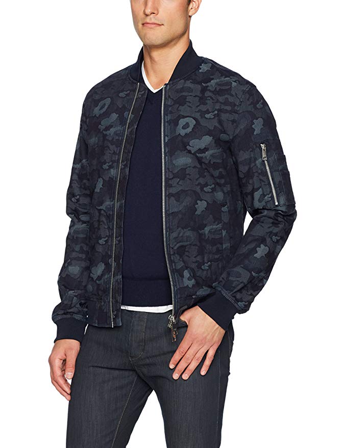 A|X Armani Exchange Men's Denim Camo Bomber