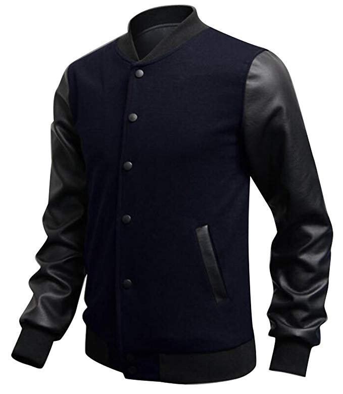 SYTX Mens Athletic Stand Collar Single Breasted Baseball Jacket