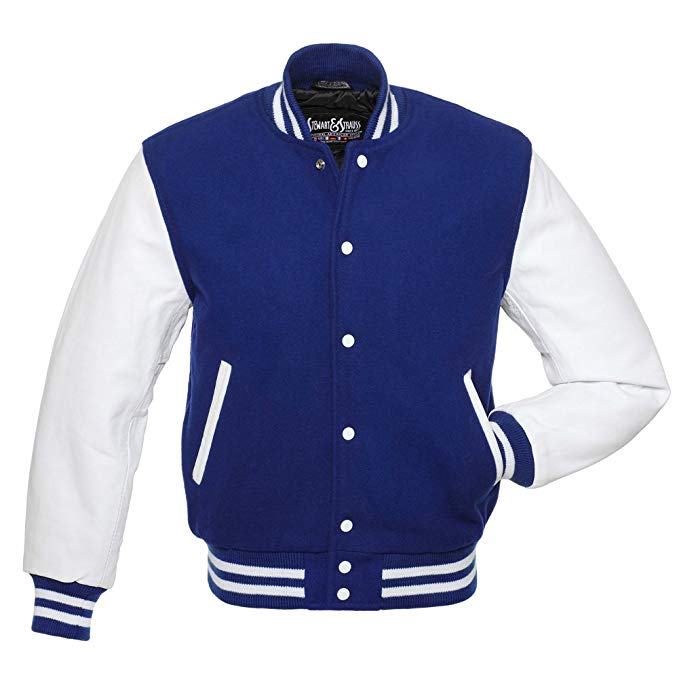 Stewart & Strauss Letterman Jacket (37 Team Colors) - Varsity Jacket Wool & Leather Sleeves - XXS to 6XL