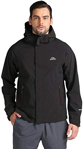 MOUNTEC Men's Windbreaker Waterproof Rain Jacket with Hood for Outdoor Sports