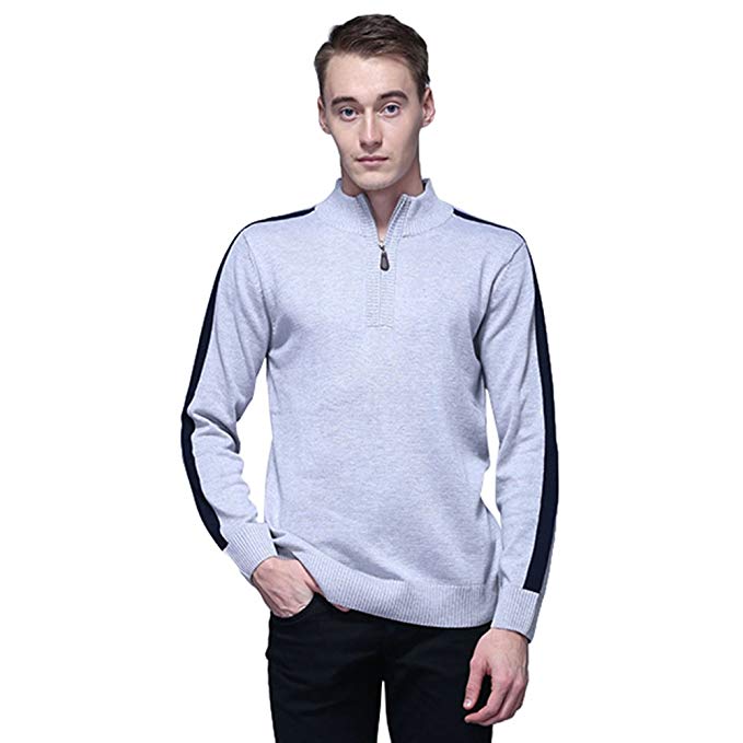 FASHIONMIA Mens Casual Slim Fit Zip up Pullover Henley Sweater