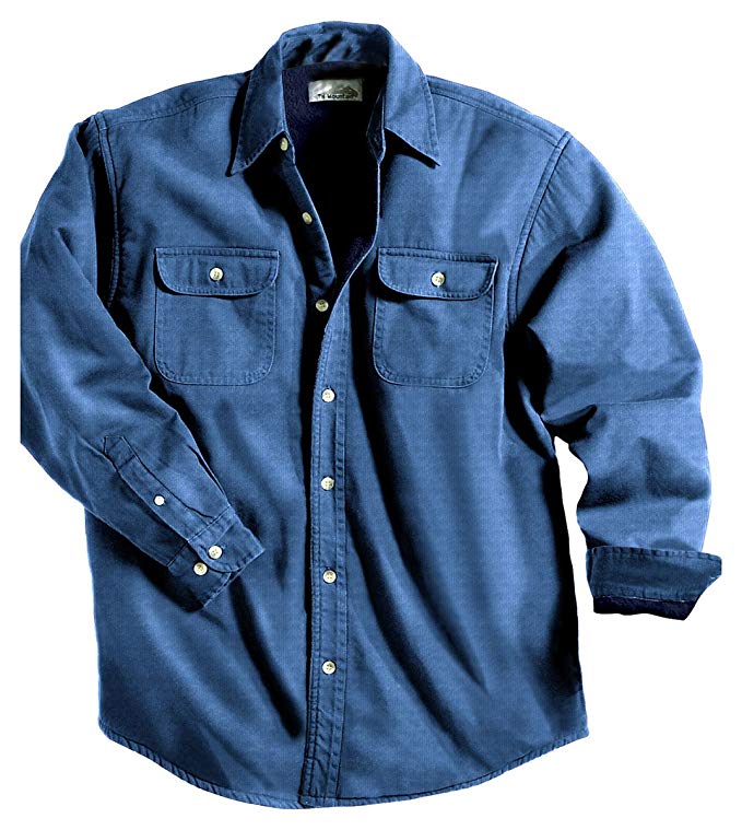 TRM Men's Cotton Tahoe Stonewashed Fleece Denim Shirt Jacket (10 Color, XS-6XLT)