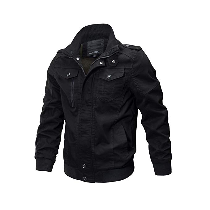 Buytop Men's Casual Long Sleeve Winter Cotton Military Jackets Outdoor Coat Windproof Windbreaker Shoulder