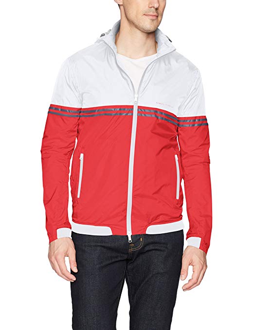 A|X Armani Exchange Men's Bicolor Stripe Zip Up Windbreaker