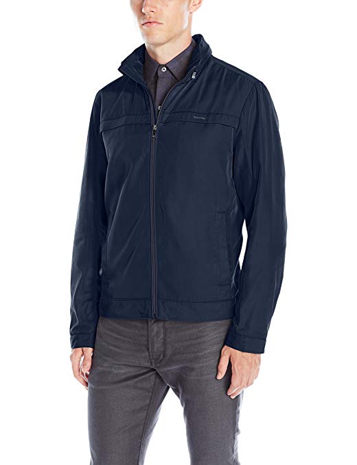 Calvin Klein Men's Poly Twill Jacket with Hidden Hood