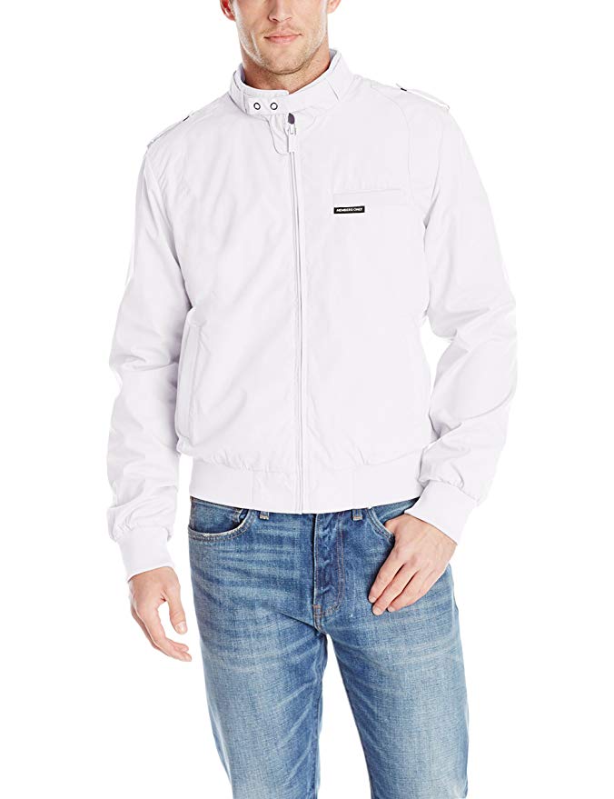 Members Only Men's Original Iconic Racer Jacket, White, Small