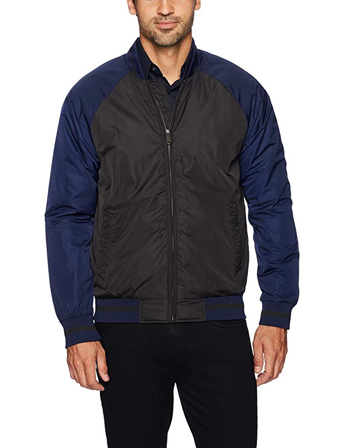 Scotch & Soda Men's College Inspired Bomber Jacket in Nylon Twill Quality