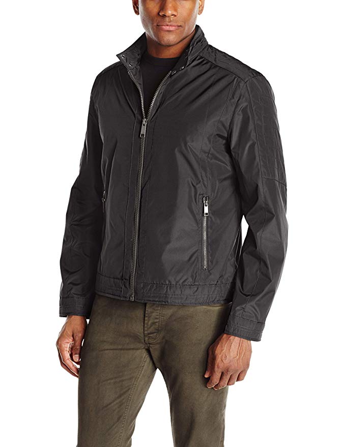 Andrew Marc Men's City Rain Tech Moto Jacket