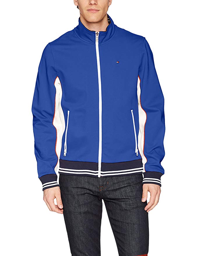 Tommy Hilfiger Men's Stand Collar Retro Colorblock Track Jacket