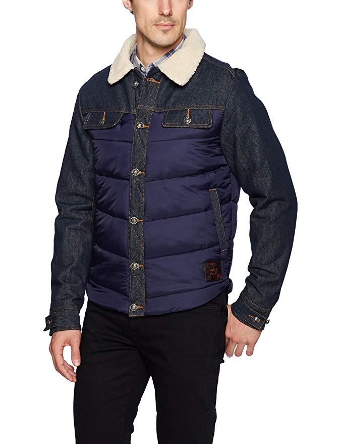 Buffalo David Bitton Men's Jivilt Ls Full Button Nylon and Denim Fashion Jacket,